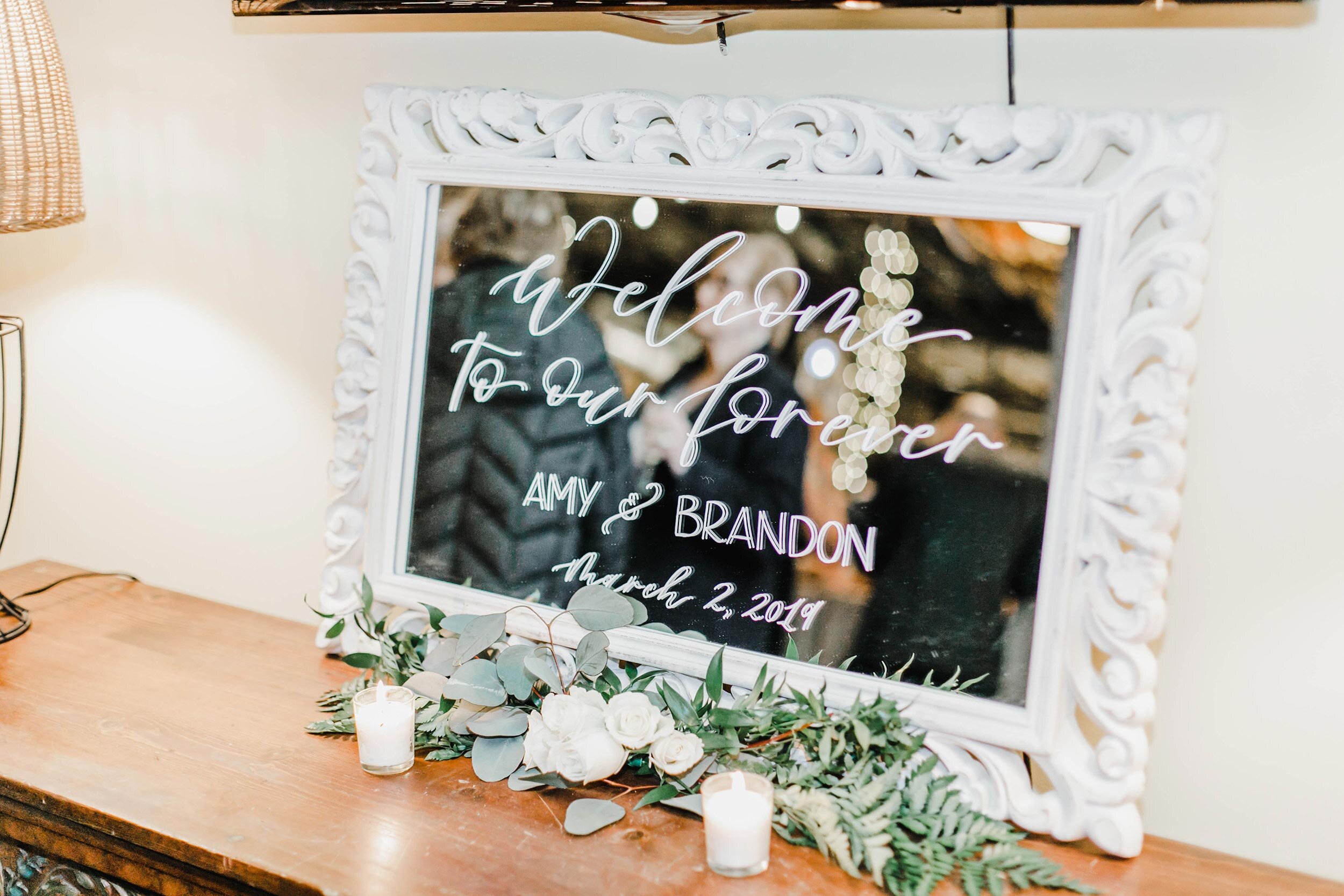 Custom mirror wedding welcome sign