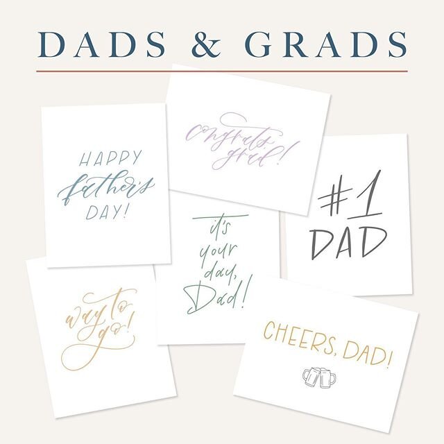  Father&rsquo;s Day &amp; Graduation Cards are here! 
.
Want to let a Dad or Grad in your life know that you&rsquo;re thinking of them this month? Select a card, include your personalized note, and then I'll handwrite your message, address the en