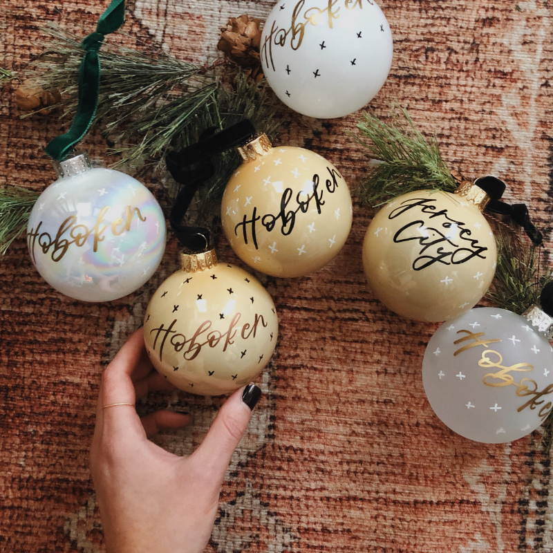 custom holiday ornaments from a Hoboken calligrapher