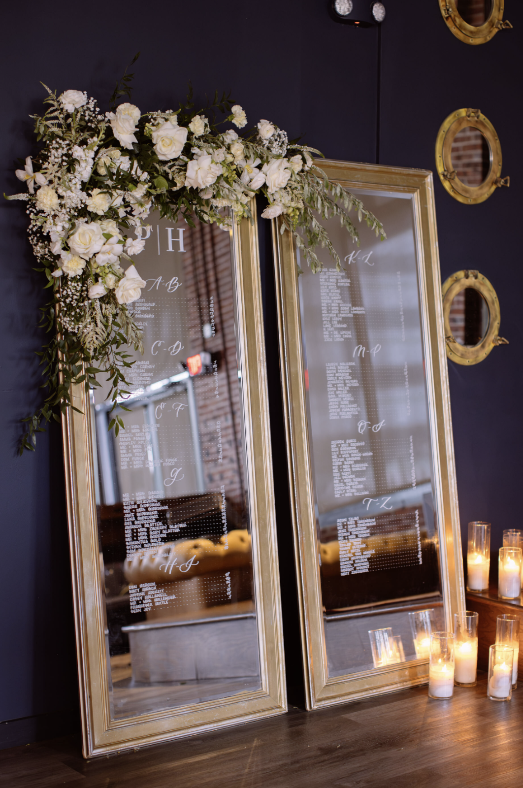 gorgeous wedding calligraphy on mirrors