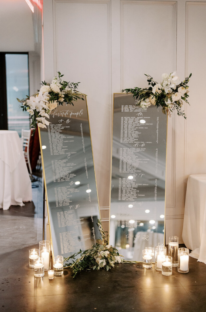 mirror calligraphy seating chart