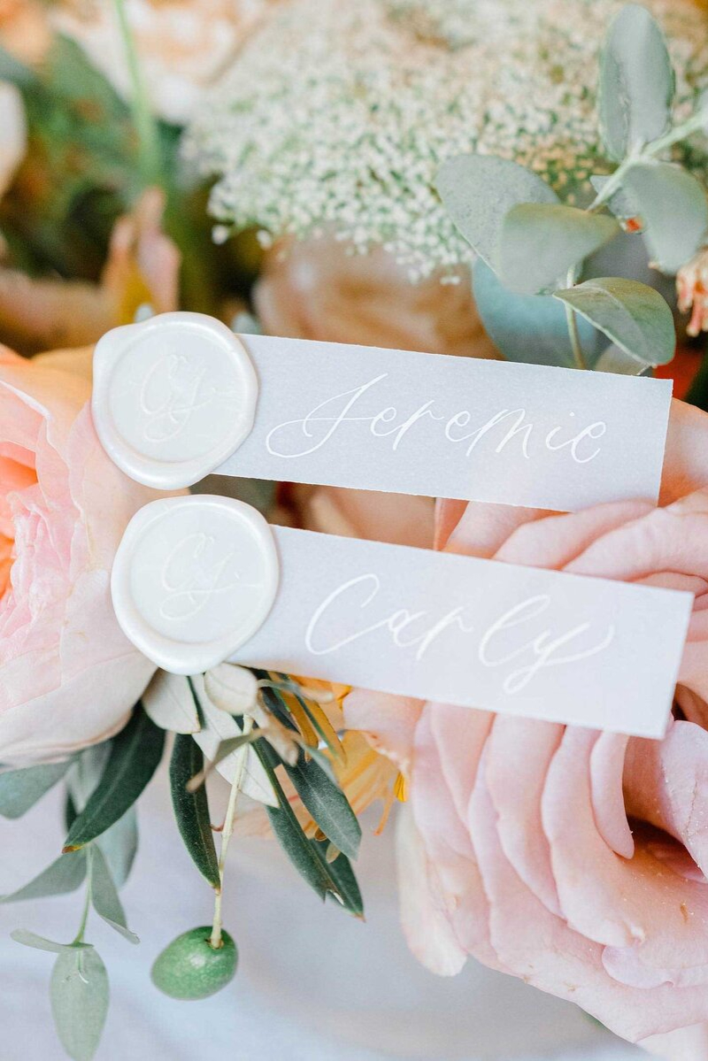 personalized weddinfgcalligraphy - styled wedding shoot