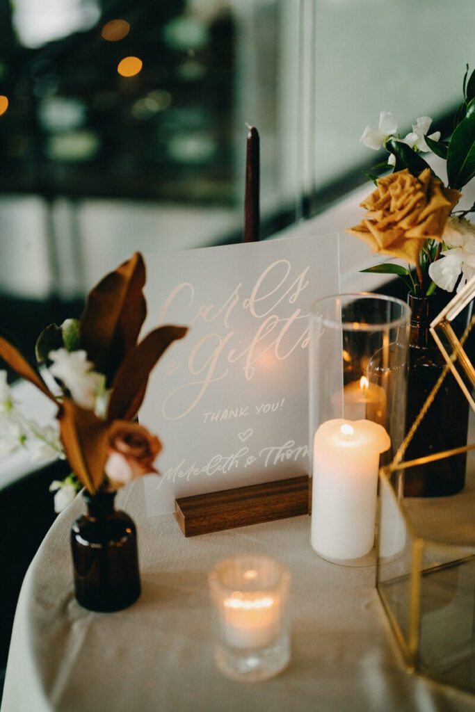 A handmade wedding sign for cards and gifts, a simple way to scale your handmade business.







